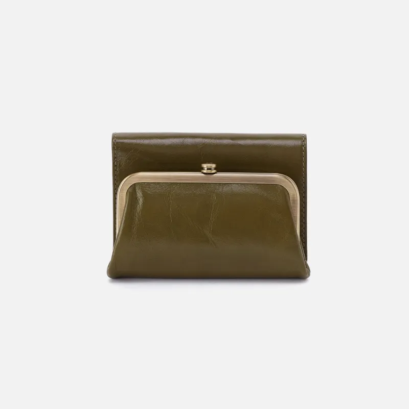 Robin Compact Wallet In Polished Leather - Olive Veil made by HOBO