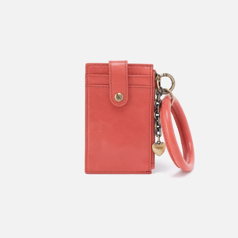 Ring Credit Card Wristlet In Polished Leather - Pink Mirage sold by HOBO