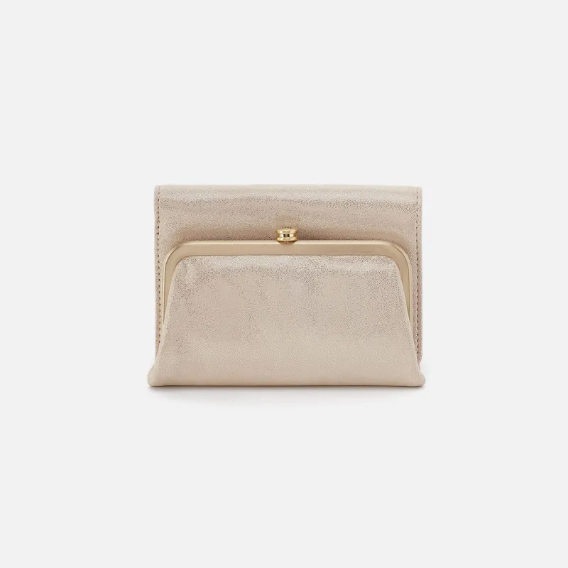 Robin Compact Wallet In Metallic Leather - Sand Shimmer made by HOBO