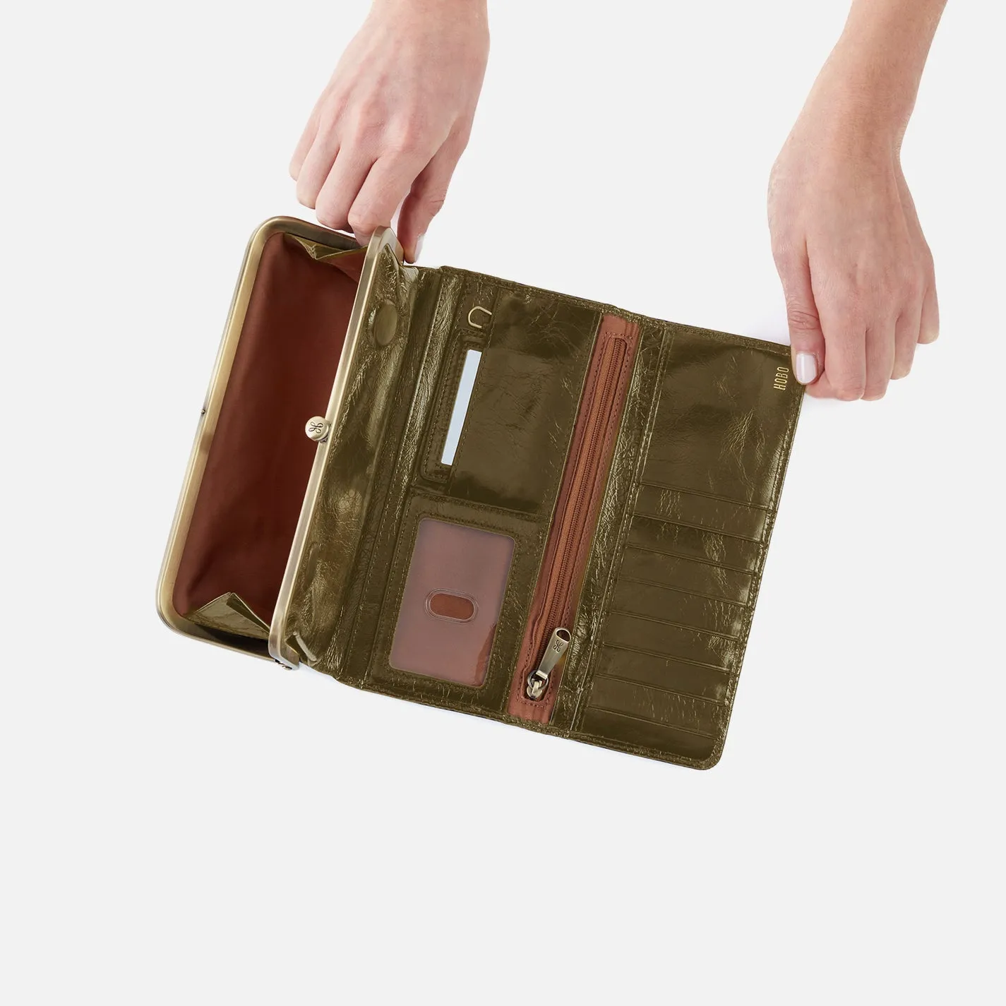 Rachel Continental Wallet In Polished Leather - Olive Veil sold by HOBO product image thumbnail 2
