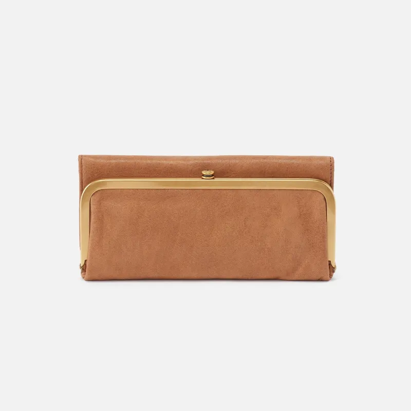 Rachel Continental Wallet in Buffed Leather - Whiskey sold by HOBO