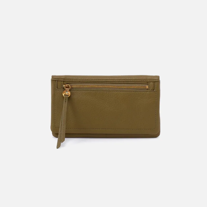 Lumen Continental Wallet In Pebbled Leather - Sunlit Sage sold by HOBO