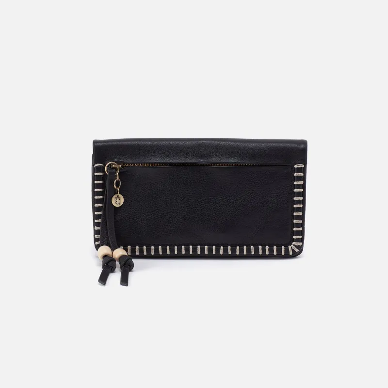 Lumen Continental Wallet In Cloud Leather - Black sold by HOBO