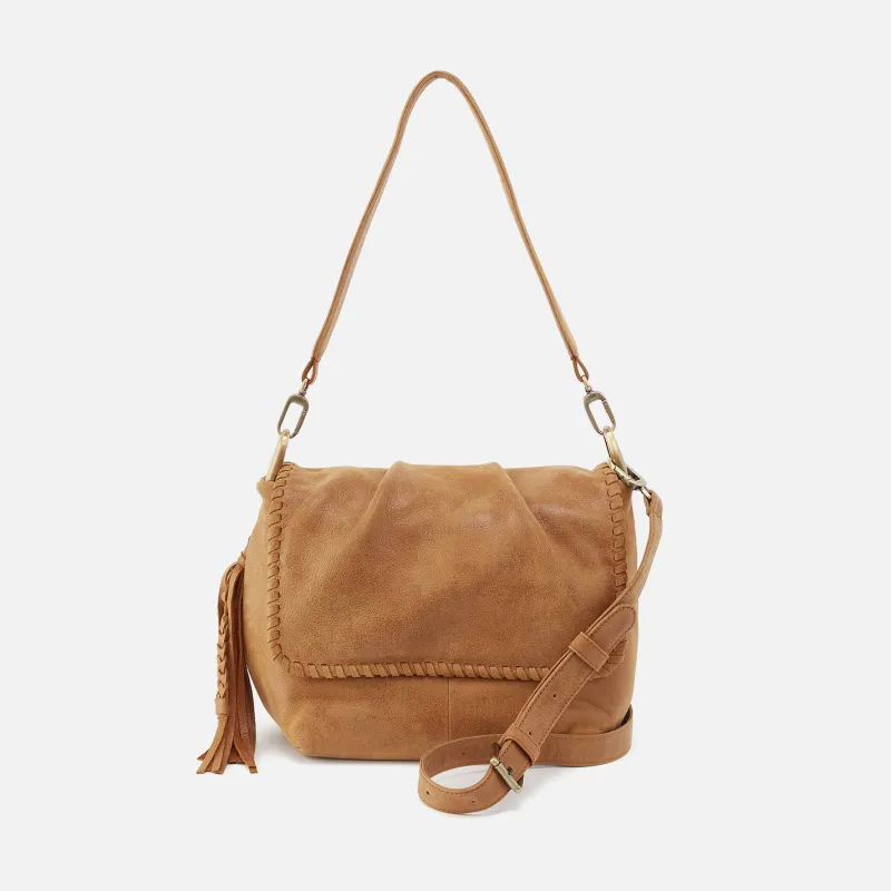 Harley Convertible Shoulder Bag In Buffed Leather - Whiskey made by HOBO