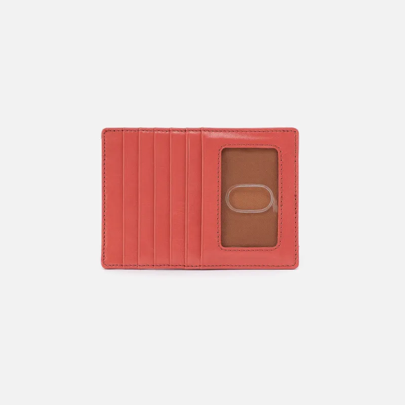 Euro Slide Card Case In Polished Leather - Pink Mirage sold by HOBO