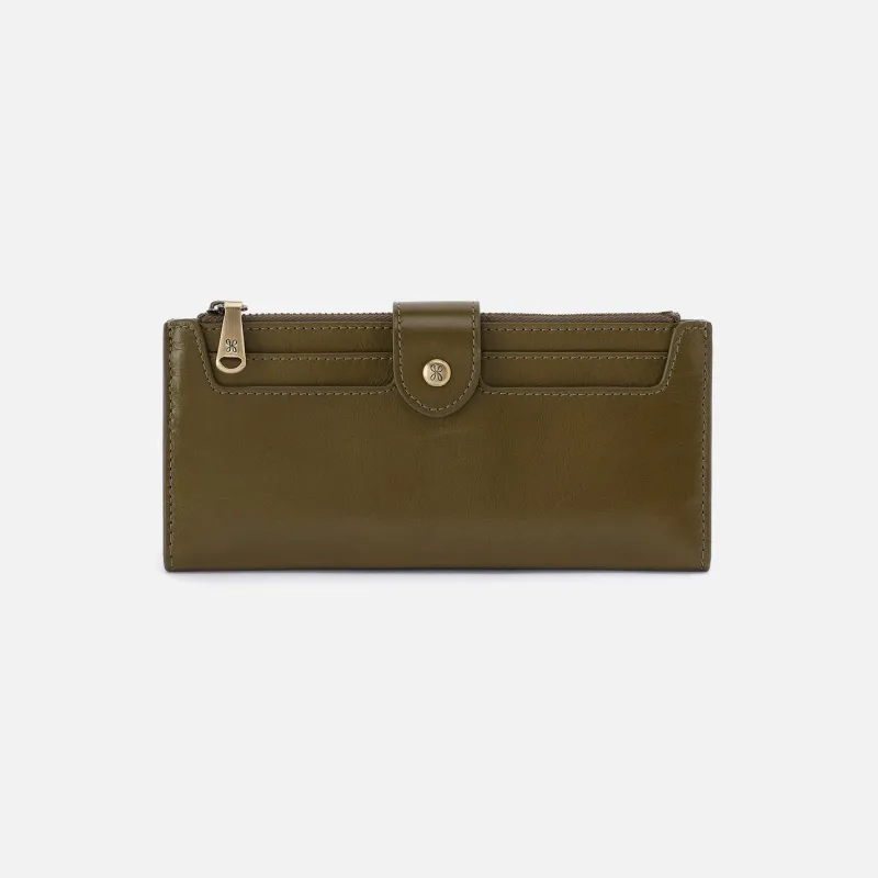 Dunn Continental Wallet In Polished Leather - Olive Veil sold by HOBO