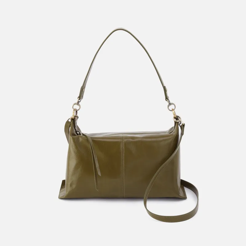 Avon Shoulder Bag In Polished Leather - Olive Veil made by HOBO