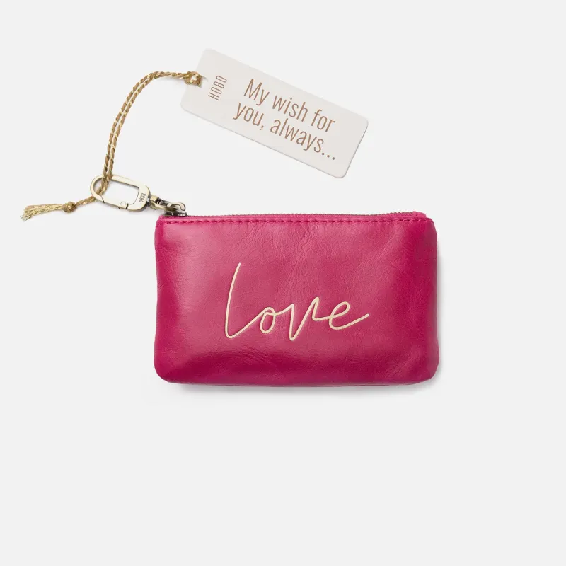 Sentiment Pouch In Polished Leather - Fuchsia sold by HOBO