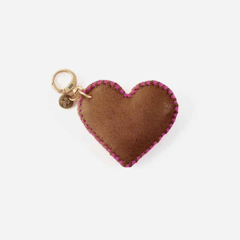 Heart Swells Fob in Buffed Leather - Brandy sold by HOBO