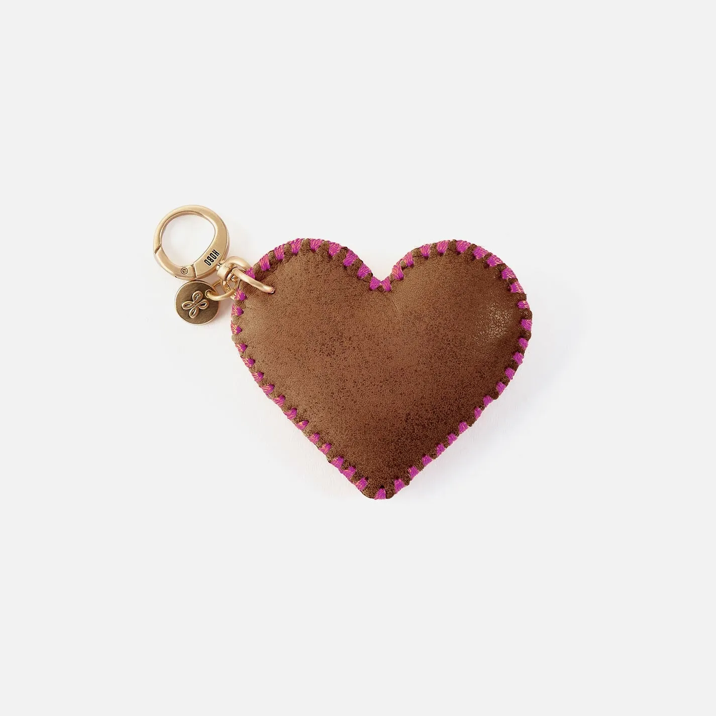 Heart Swells Fob in Buffed Leather - Brandy sold by HOBO