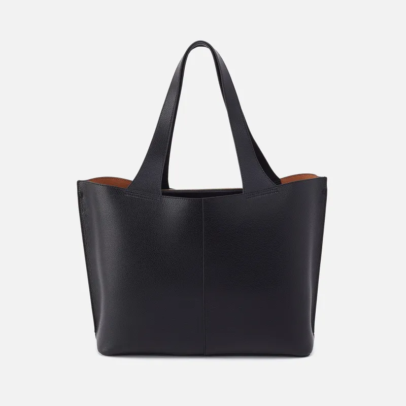 Vida Large Tote in Micro Pebbled Leather - Black made by HOBO