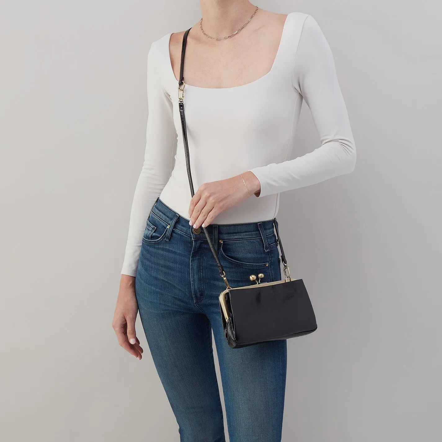 Lauren Frame Crossbody in Polished Leather - Black sold by HOBO product image thumbnail 2