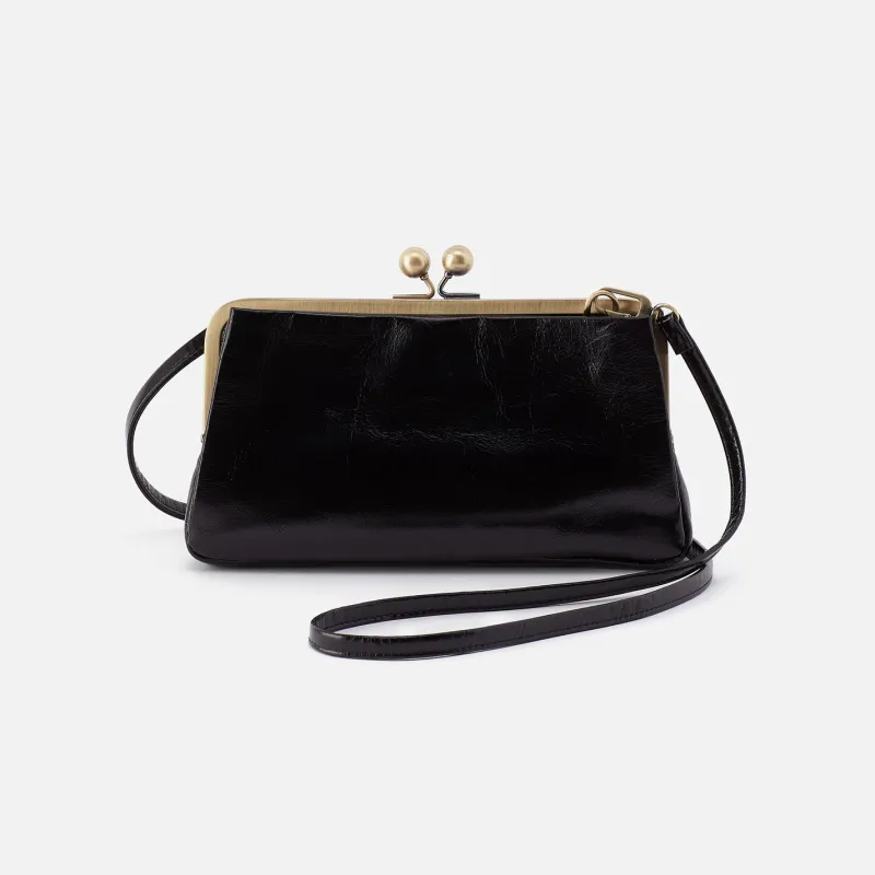 Lauren Frame Crossbody in Polished Leather - Black made by HOBO