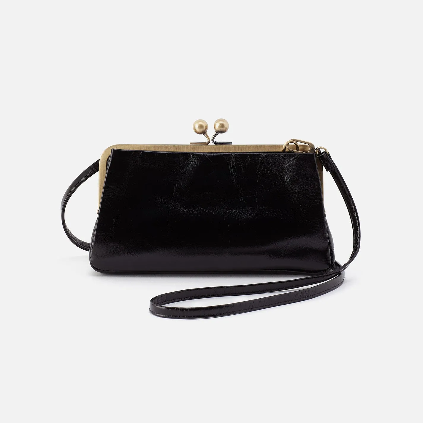 Lauren Frame Crossbody in Polished Leather - Black sold by HOBO
