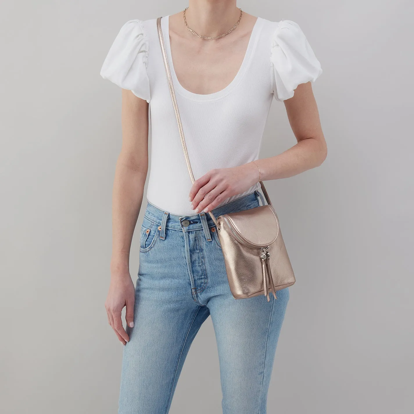 Fern Crossbody In Metallic Leather - Cameo Quartz sold by HOBO product image thumbnail 2