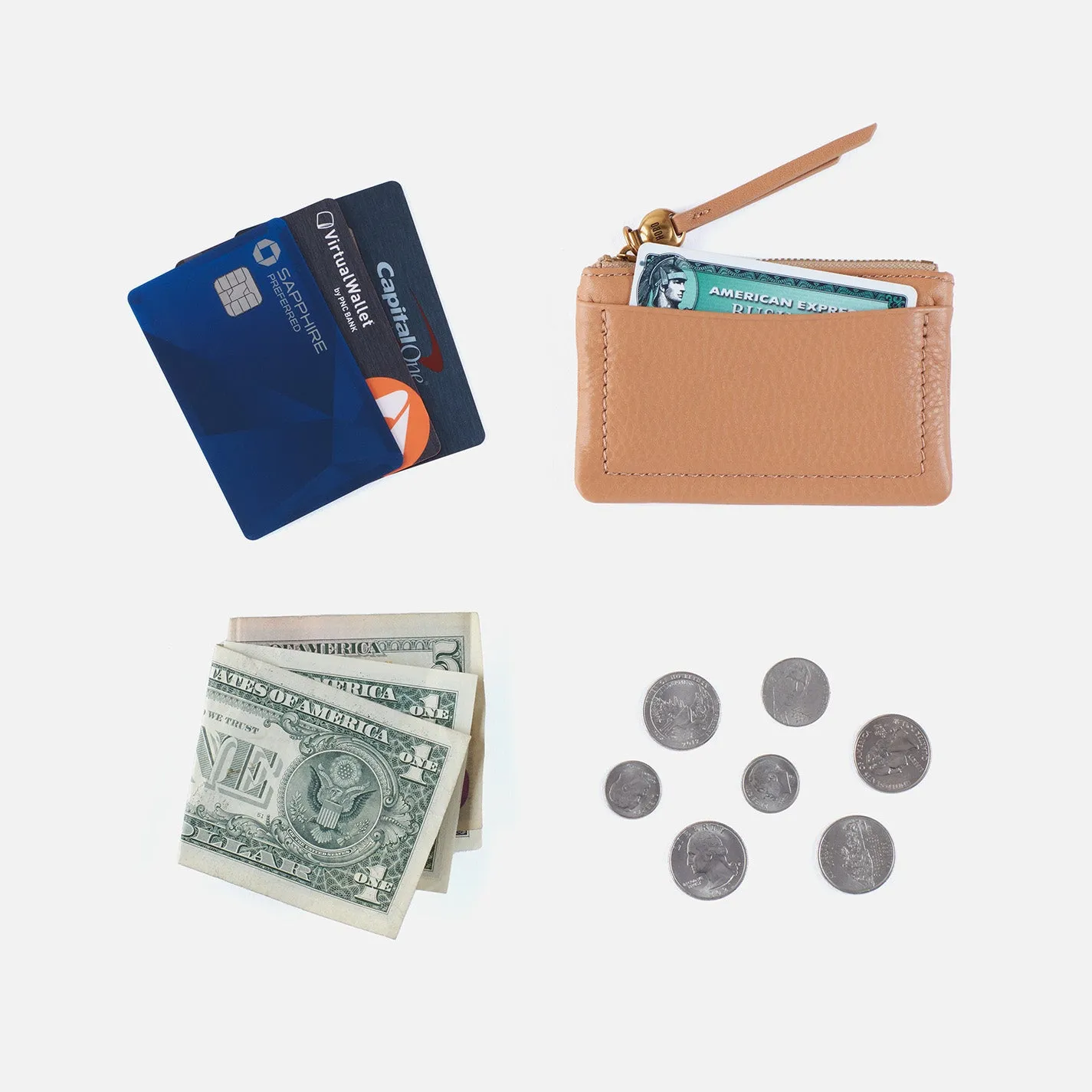 Lumen Card Case in Pebbled Leather - Ruby Wine sold by HOBO product image thumbnail 5