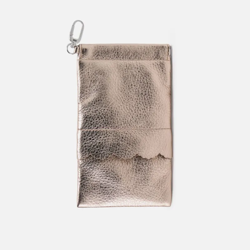 Facile Eyeglass Case In Metallic Leather - Cameo Quartz sold by HOBO