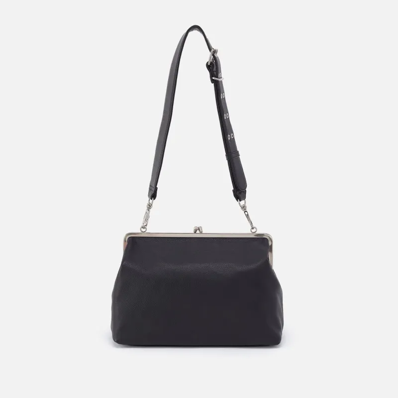 Alba Frame Large Shoulder Bag in Pebbled Leather - Black made by HOBO