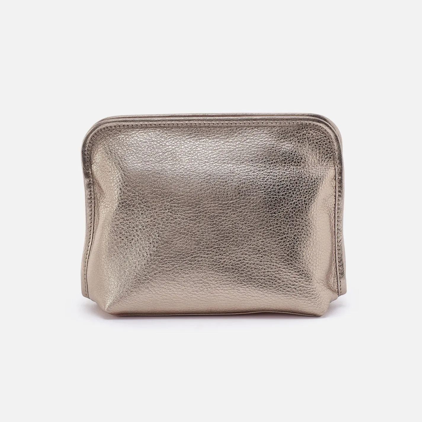 Beauty Cosmetic Pouch In Metallic Leather - Cameo Quartz sold by HOBO product image thumbnail 4