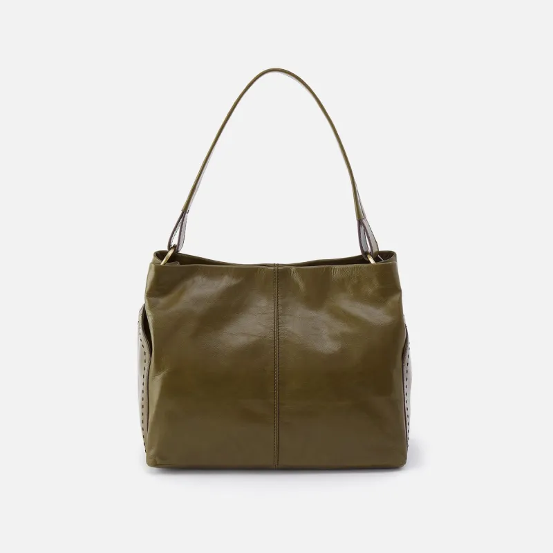 Seneca Shoulder Bag In Polished Leather - Olive Veil made by HOBO