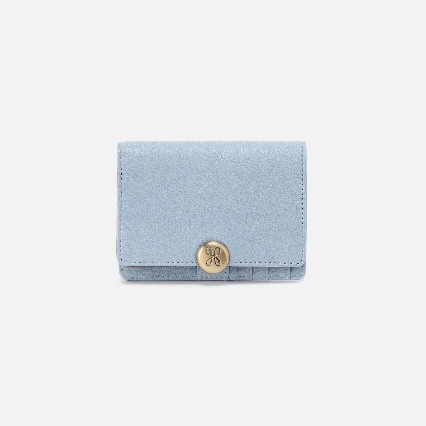 Hutton Small Wallet In Micrograin Leather - Dusted Sky sold by HOBO