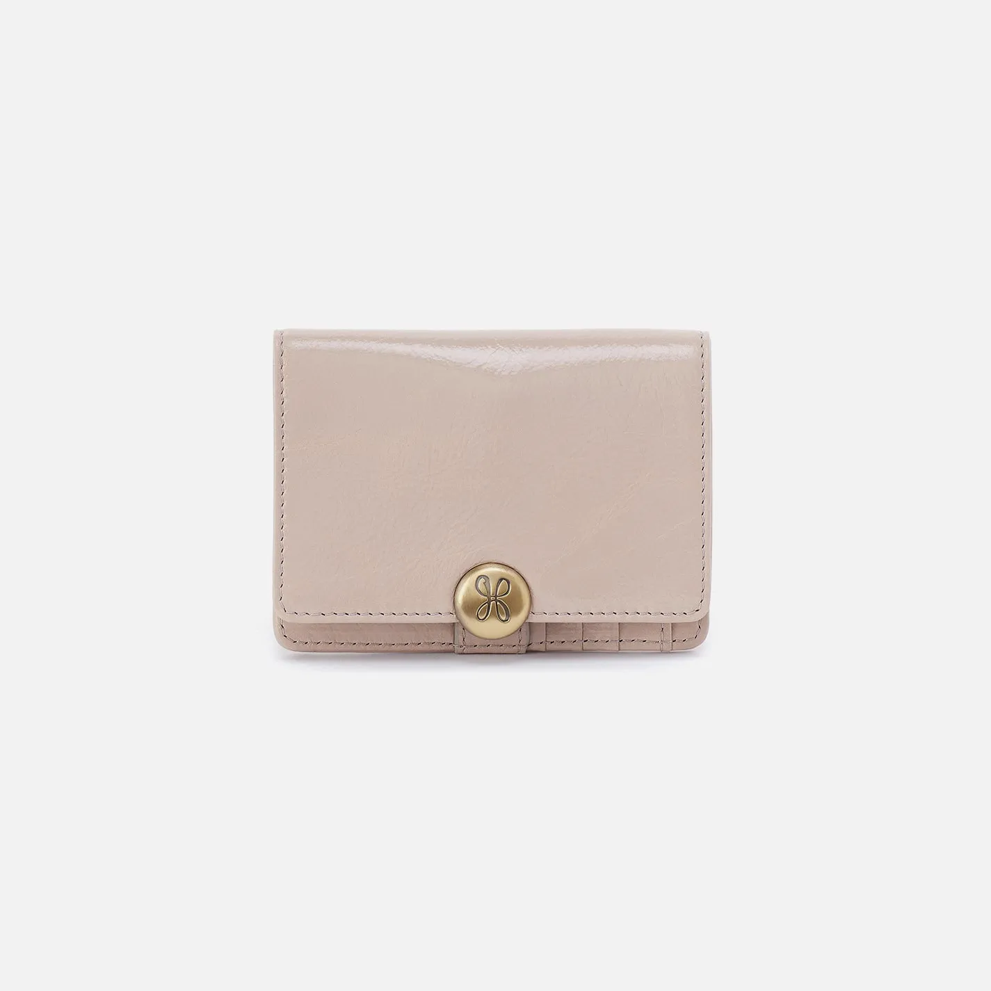 Hutton Small Wallet In Gloss Leather - Stone Gloss sold by HOBO