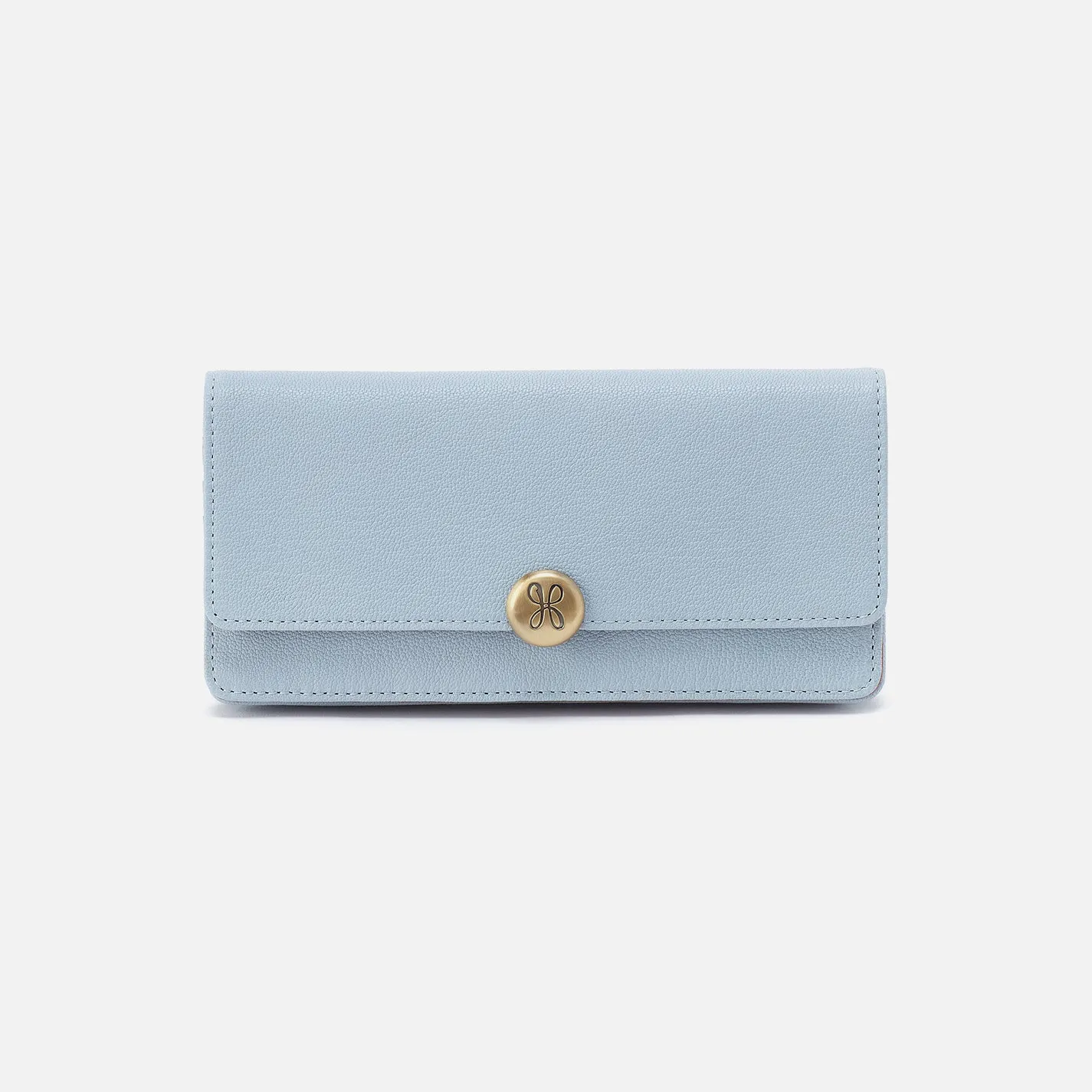 Hutton Large Wallet In Micrograin Leather - Dusted Sky sold by HOBO