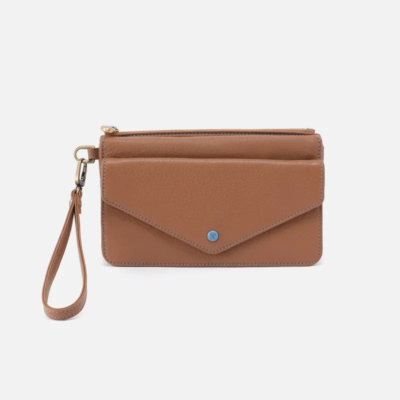 Goldie Wristlet In Pebbled Leather - Brown Sugar sold by HOBO