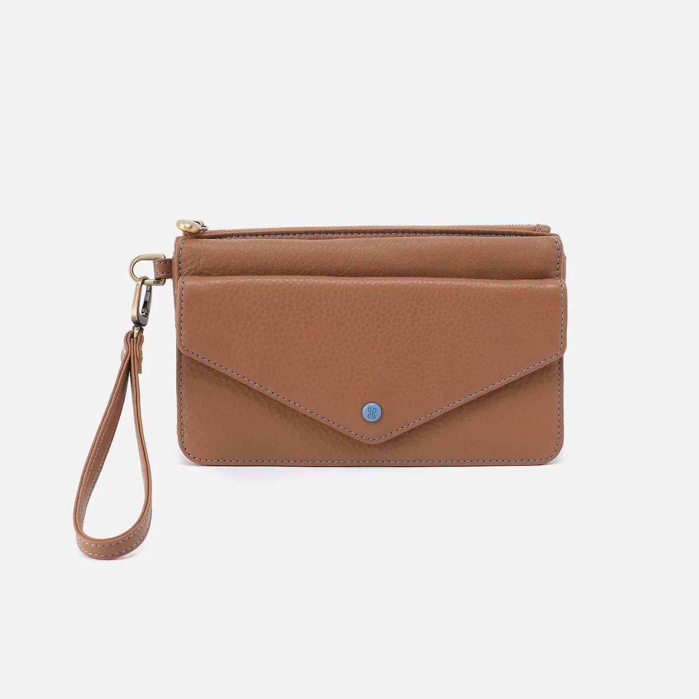 Goldie Wristlet In Pebbled Leather - Brown Sugar sold by HOBO
