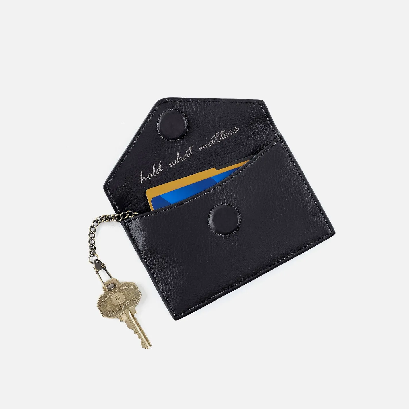 Goldie Card Case In Pebbled Leather - Black sold by HOBO product image thumbnail 2