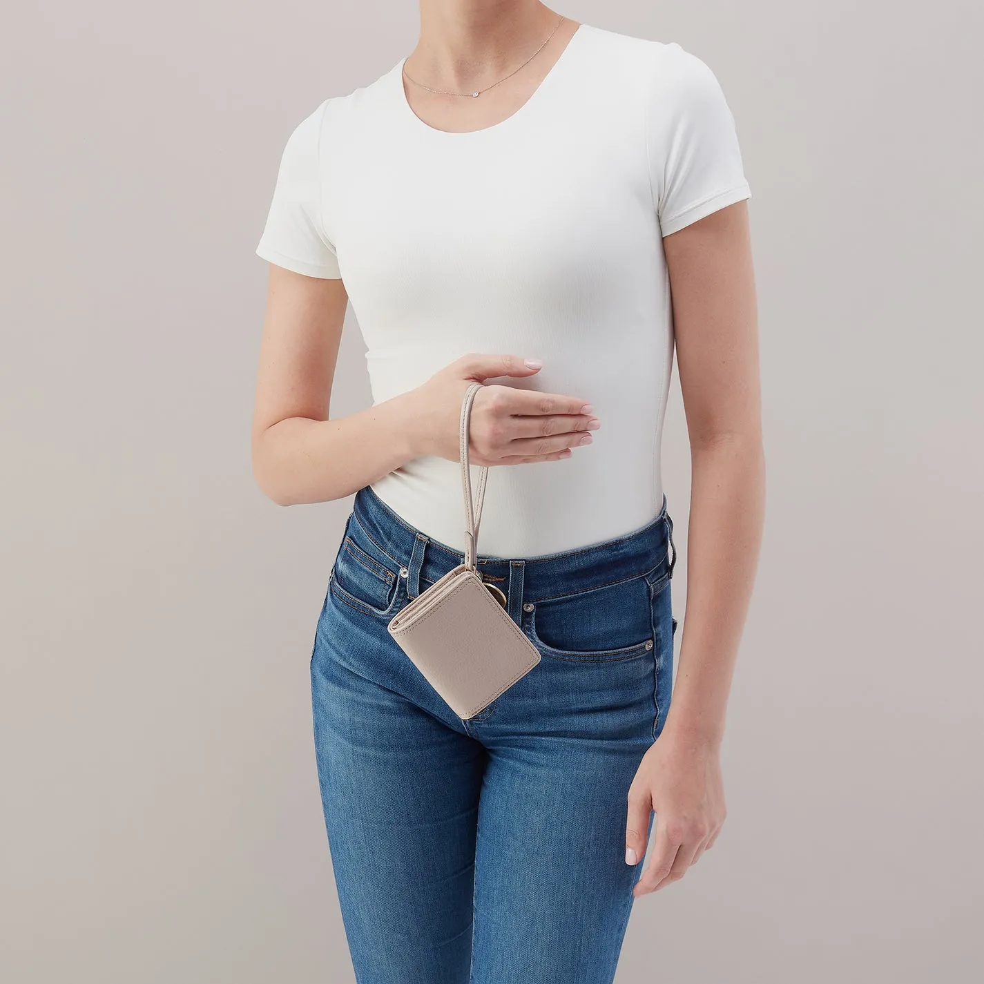 Coin Wristlet Wallet In Gloss Leather - Stone Gloss sold by HOBO product image thumbnail 2