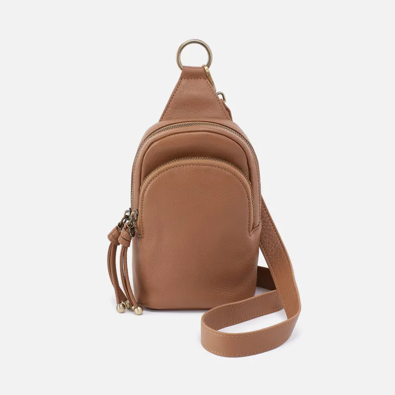 Cass Small Sling In Pebbled Leather - Brown Sugar made by HOBO