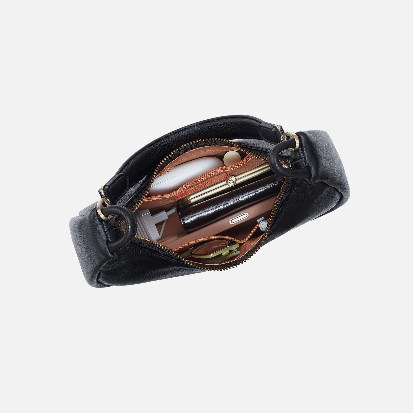 Cass Small Shoulder In Pebbled Leather - Black sold by HOBO product image thumbnail 3