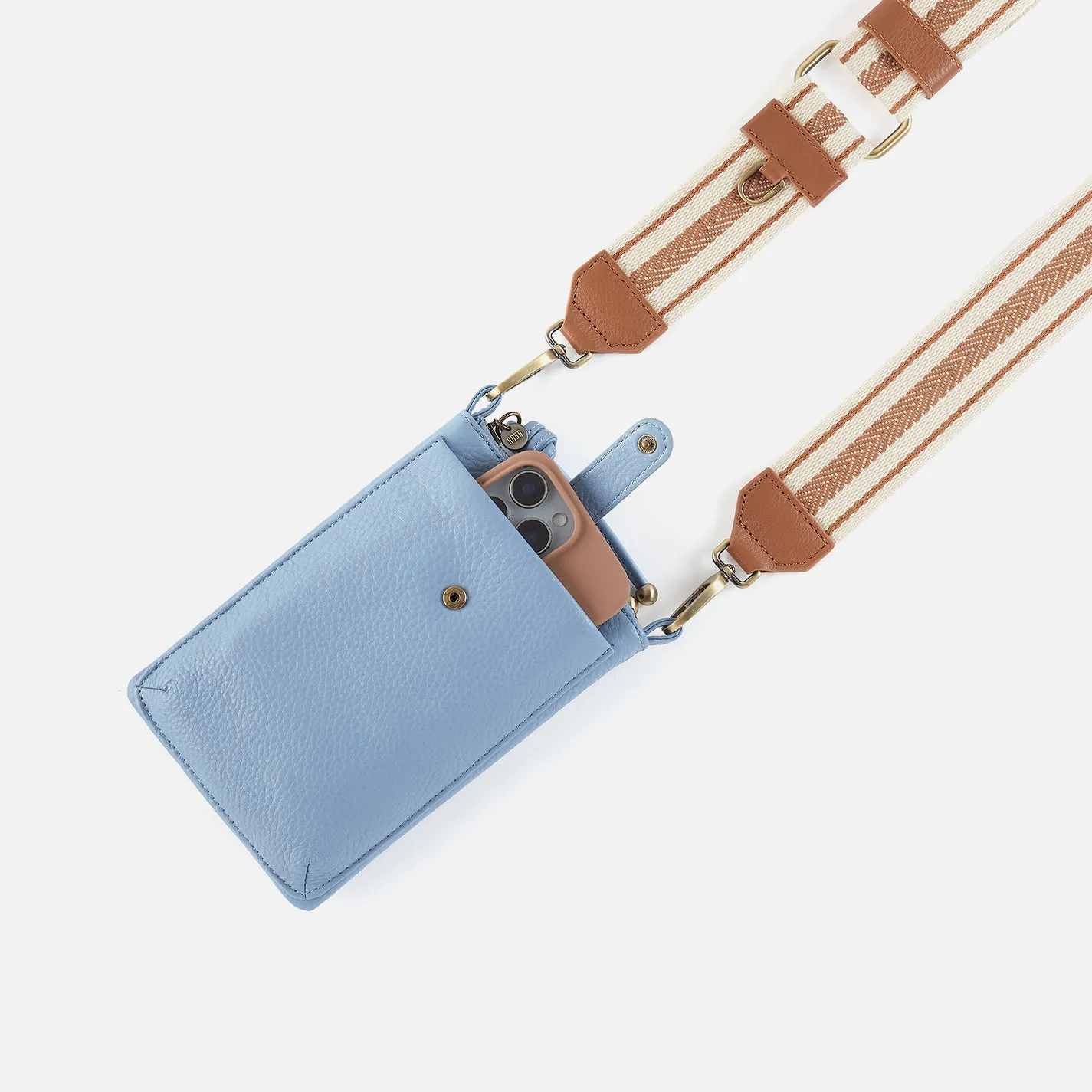 Cass Phone Crossbody In Pebbled Leather - Seabreeze sold by HOBO product image thumbnail 3