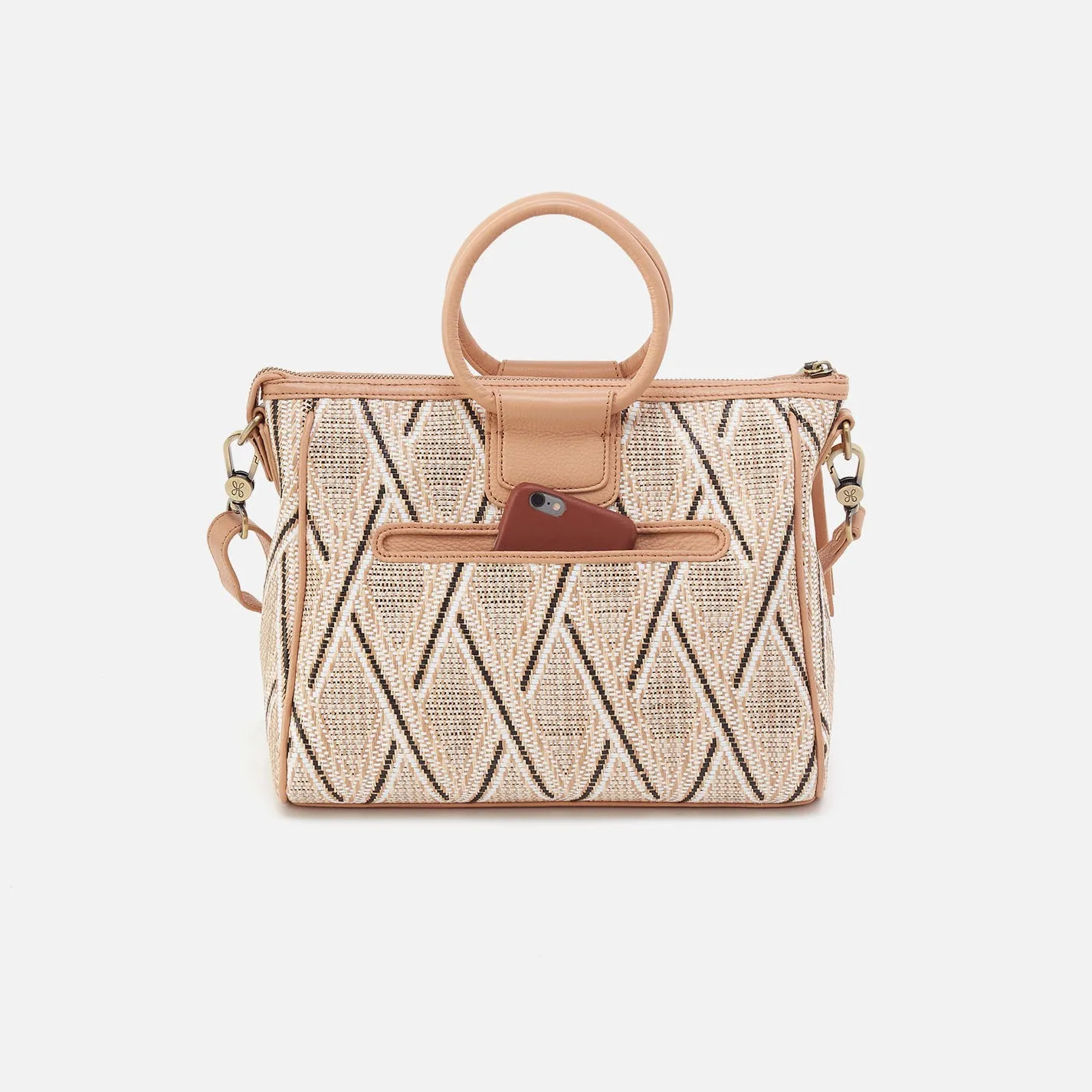 Sheila Medium Satchel In Multi Weave With Leather Trim - Cream Raffia sold by HOBO product image thumbnail 4