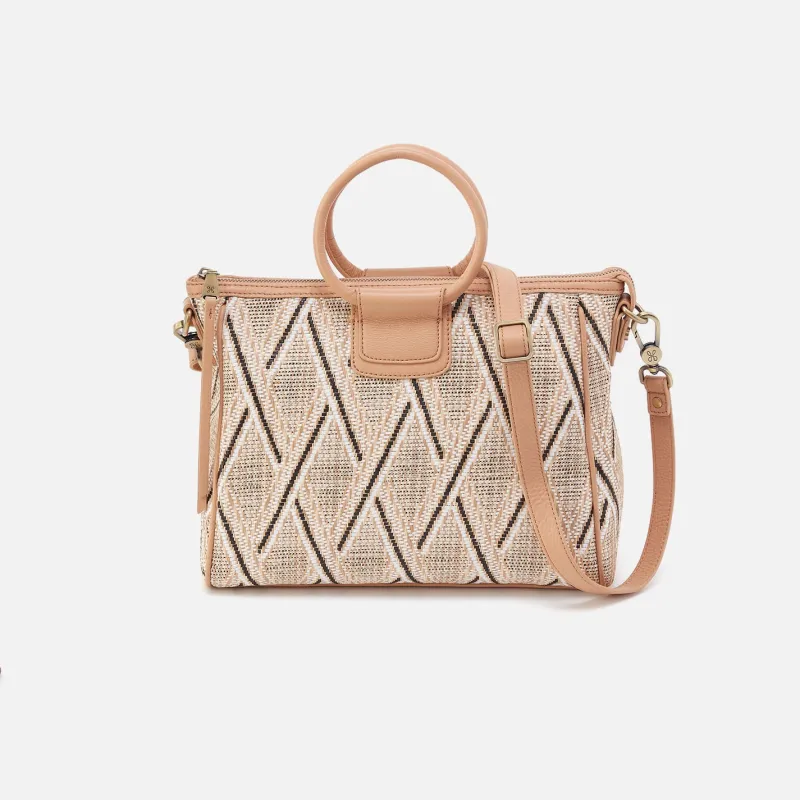 Sheila Medium Satchel In Multi Weave With Leather Trim - Cream Raffia sold by HOBO
