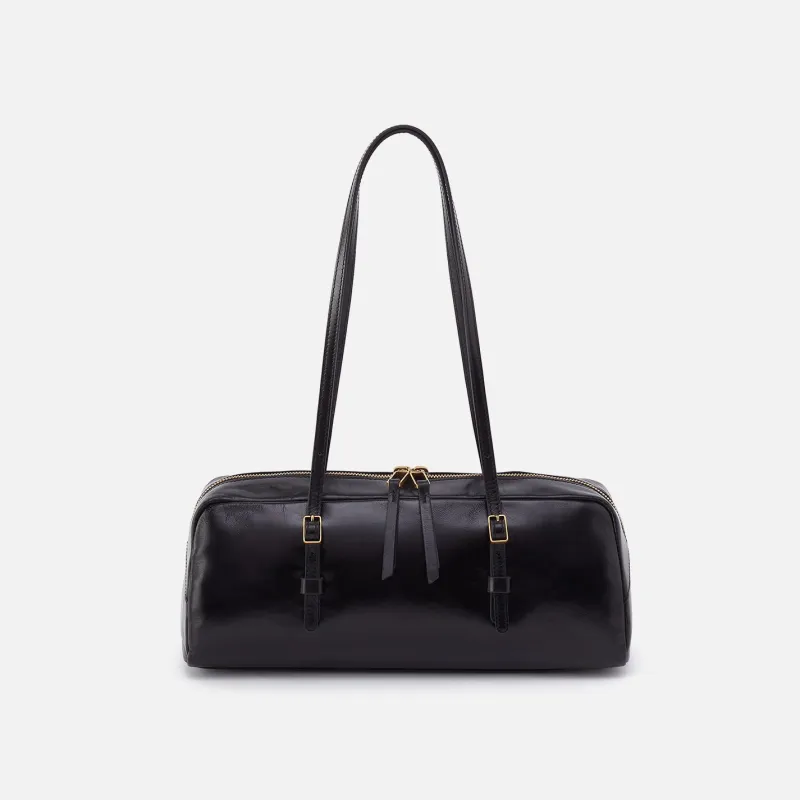Scottie Satchel In Polished Leather - Black made by HOBO
