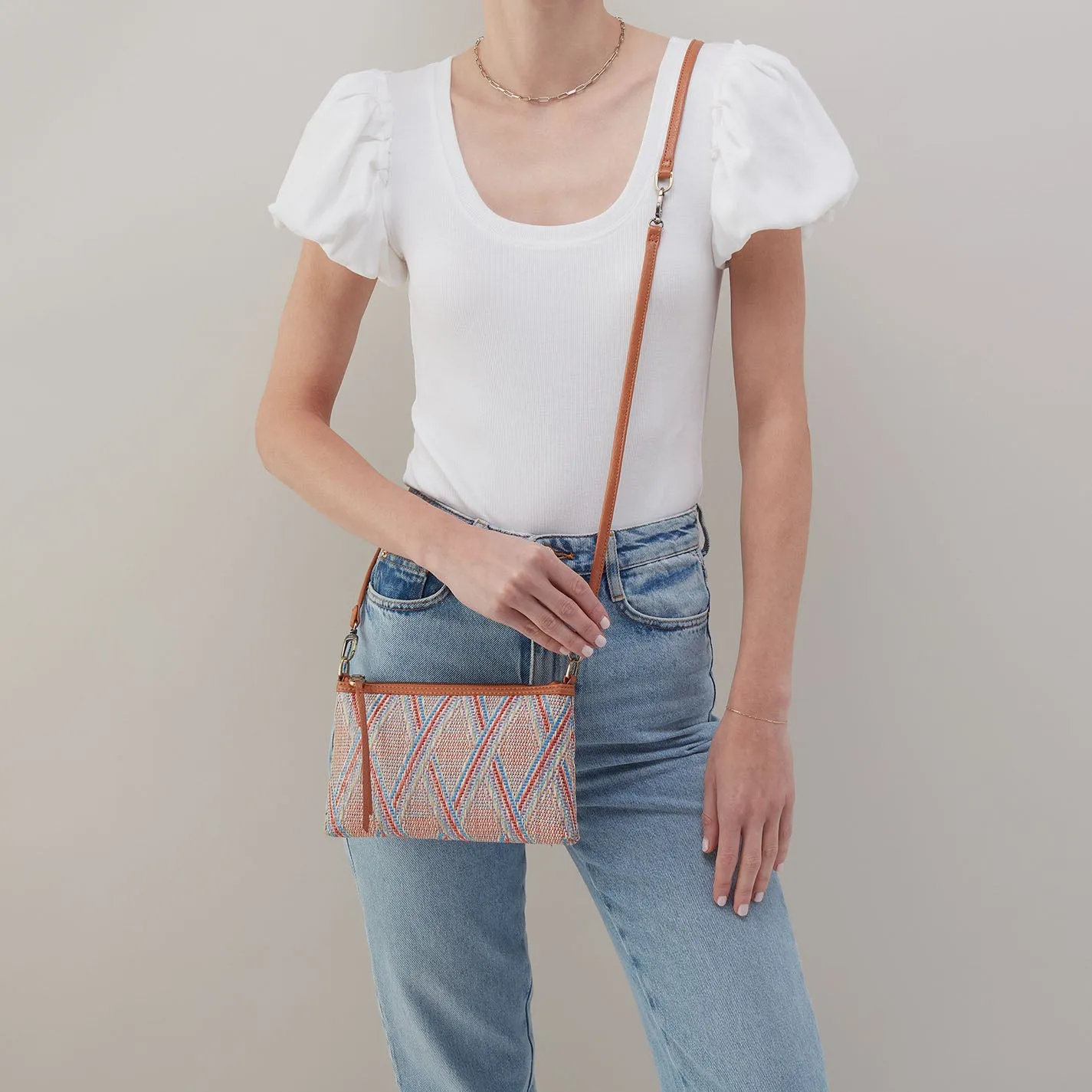 Darcy Crossbody In Multi Weave With Leather Trim - Sunset Raffia sold by HOBO product image thumbnail 2