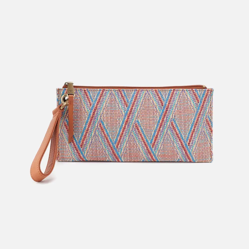 Vida Wristlet In Multi Weave With Leather Trim - Sunset Raffia made by HOBO