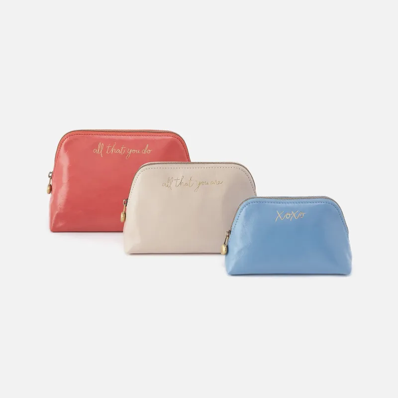 Tri-Pouch In Polished Leather - Pink Mirage made by HOBO