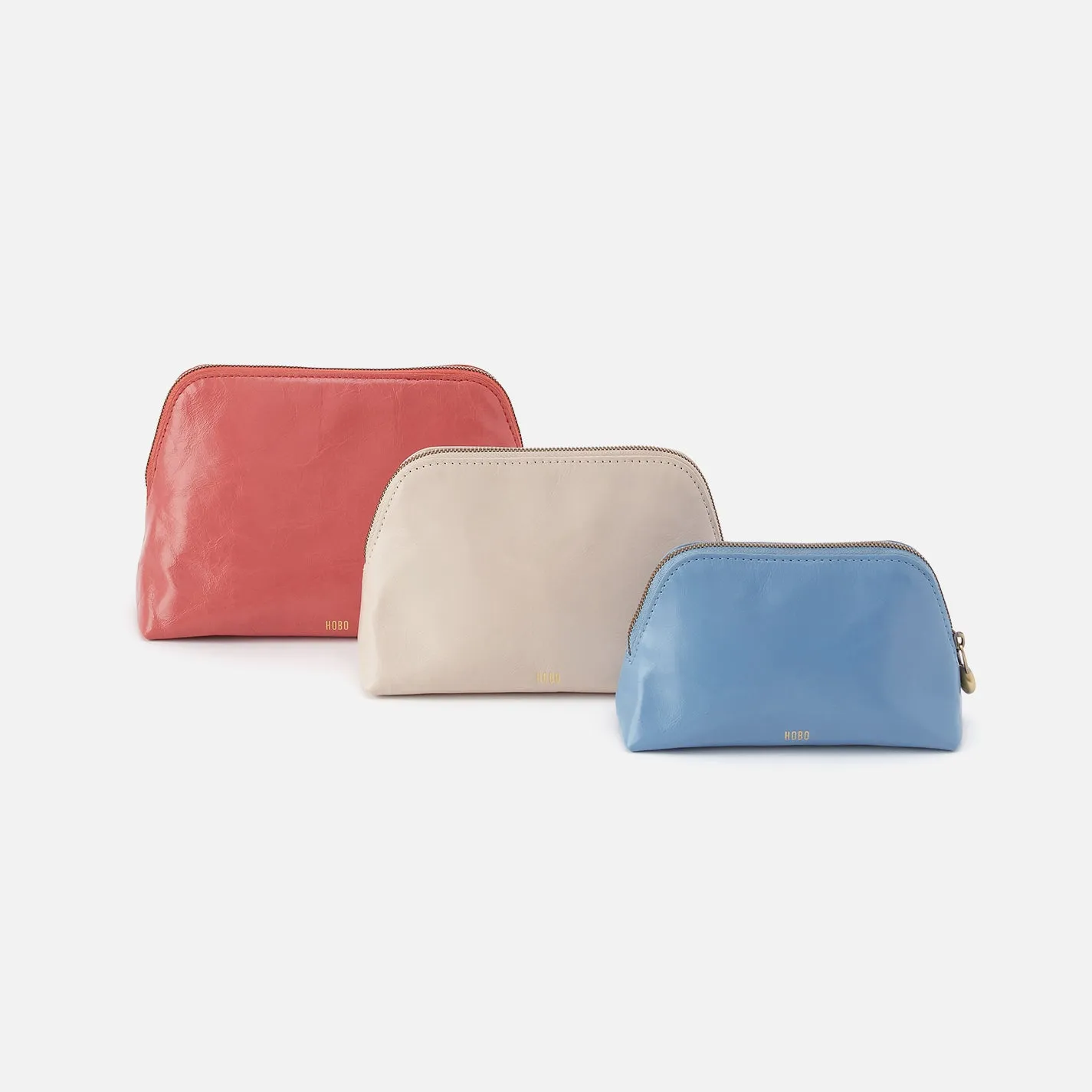 Tri-Pouch In Polished Leather - Pink Mirage sold by HOBO product image thumbnail 3