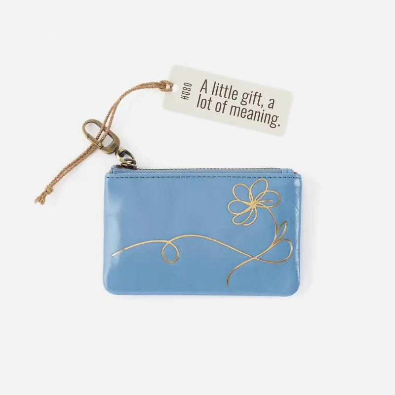 Sentiment Pouch In Polished Leather - Faded Denim made by HOBO