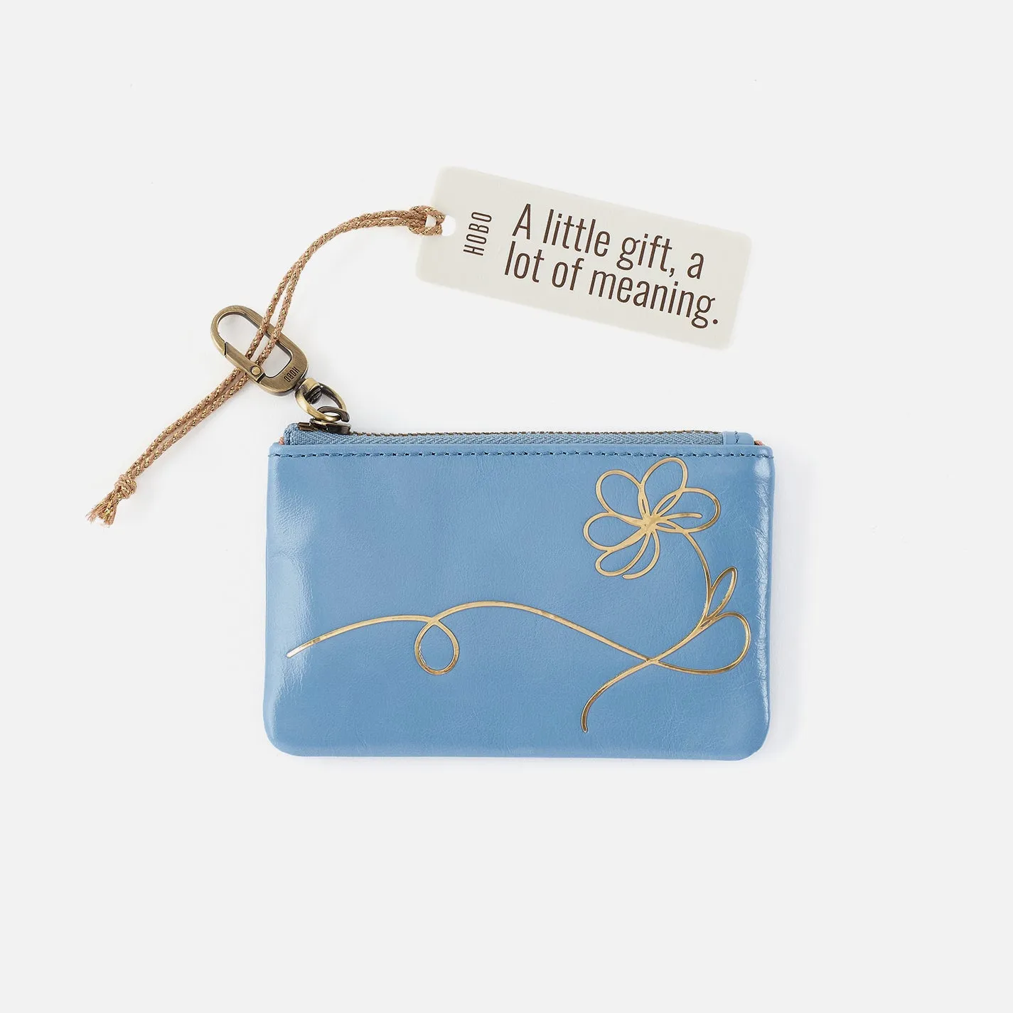 Sentiment Pouch In Polished Leather - Faded Denim sold by HOBO