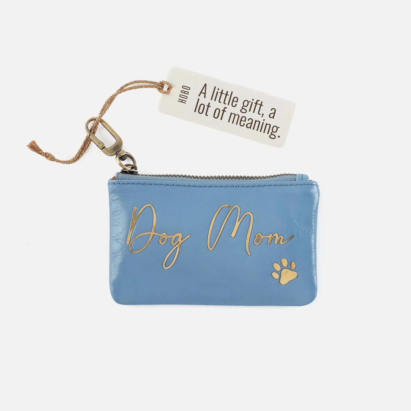 Sentiment Pouch In Polished Leather - Faded Denim sold by HOBO