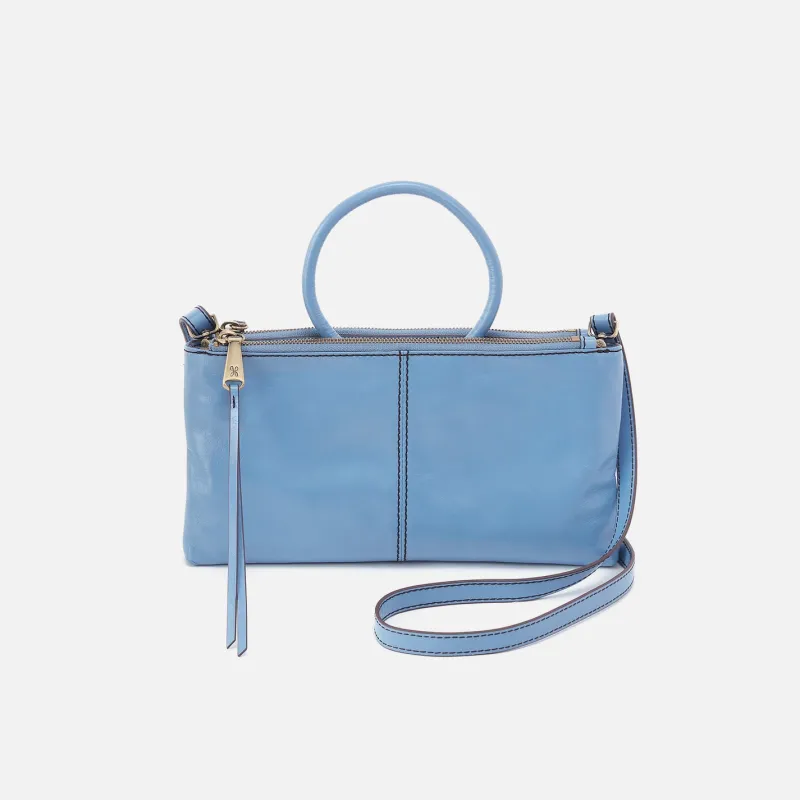 Sable Crossbody In Polished Leather - Faded Denim made by HOBO