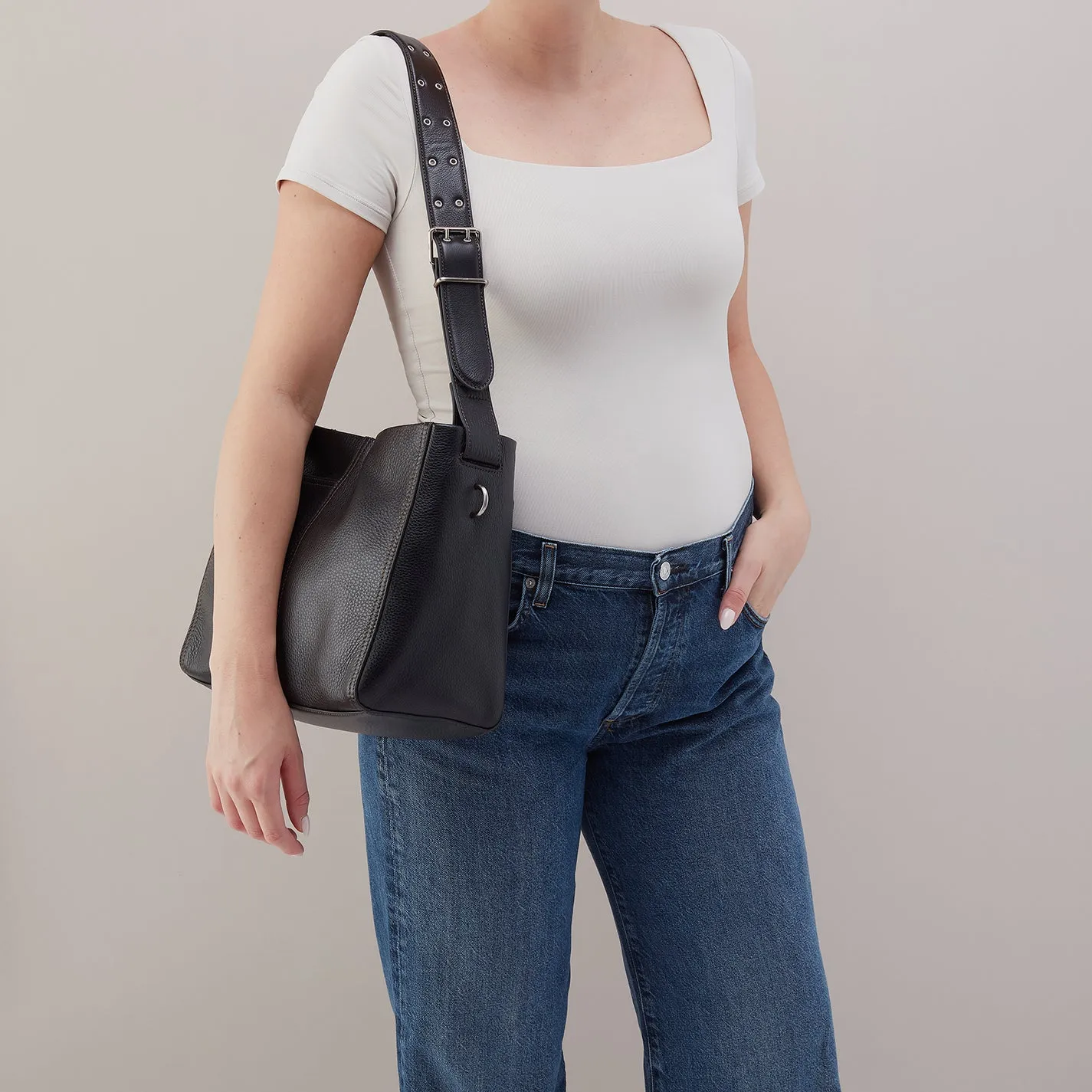 Render Shoulder Bag In Pebbled Leather - Black sold by HOBO product image thumbnail 2