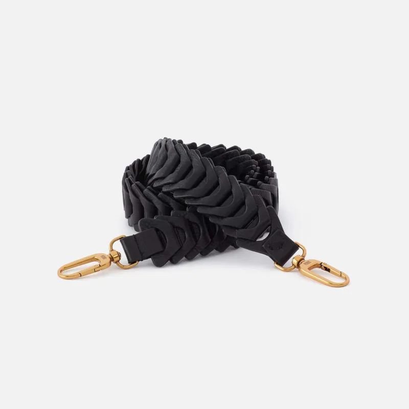 Leather Link Strap in Pebbled Leather - Black made by HOBO