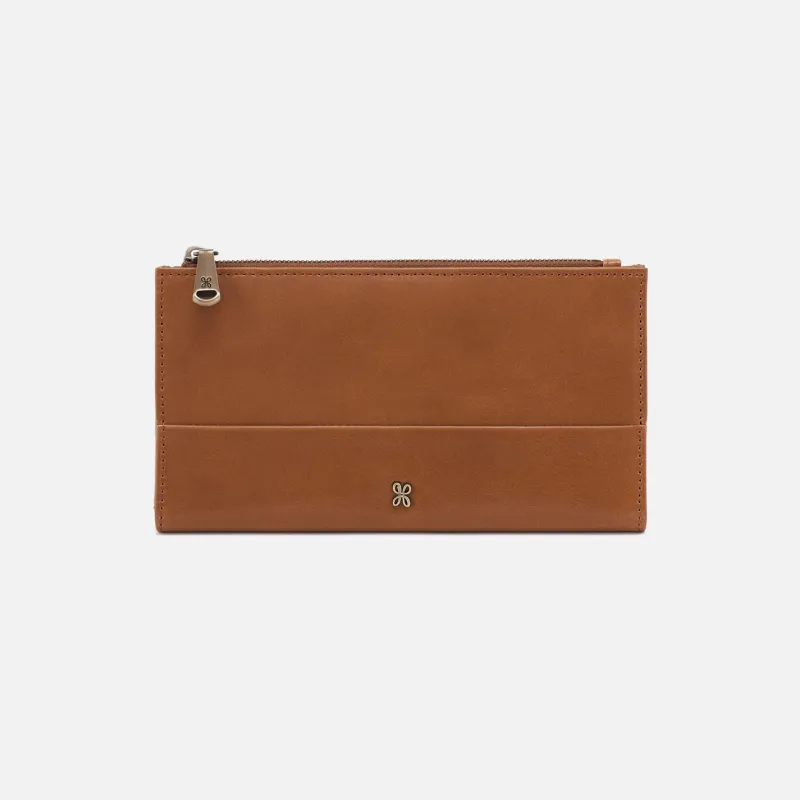 Jill Large Bifold Wallet in Polished Leather - Truffle made by HOBO