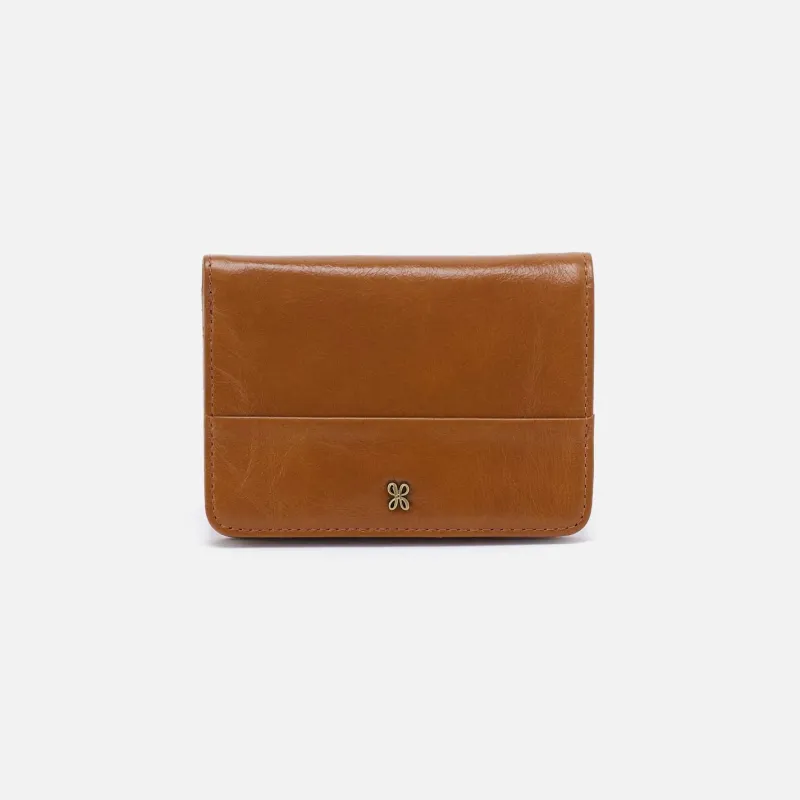 Jill Bifold Wallet in Polished Leather - Truffle made by HOBO