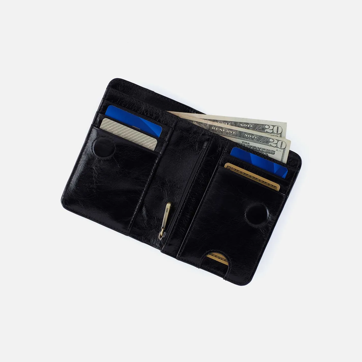Jill Bifold Wallet in Polished Leather - Black sold by HOBO product image thumbnail 3